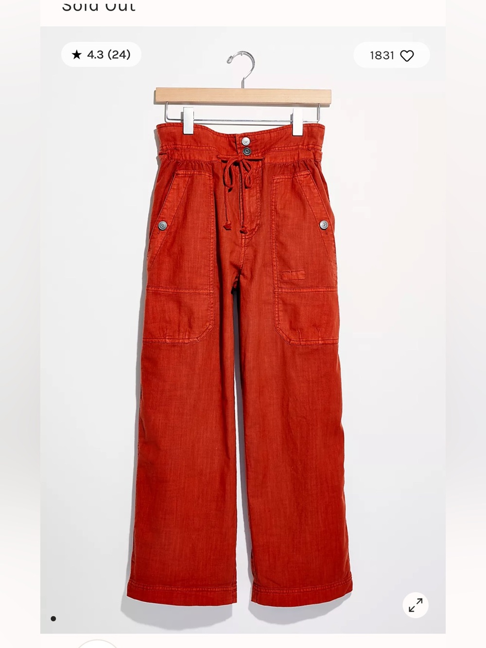 Free people mohave safari pants burnt orange rust red